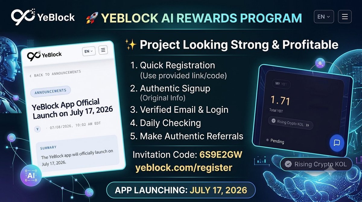 Md__Mizanur's tweet photo. ๐ฅ YeBlock Ai Rewards Program is live! Strong & profitable project๐ฐ
โ
Join: https://t.co/xhzG0KtahP
๐Invite Code: 6S9E2GW
1๏ธโฃ Sign up (Use real info)
2๏ธโฃ Verify Email
3๏ธโฃ Check-in daily for rewards
โ
Download APK
โ
Refer & earn!
#Airdrop #YeBlock #Crypto
$ANSEM #Bullpen #ANSEM https://t.co/4038dpDqIZ