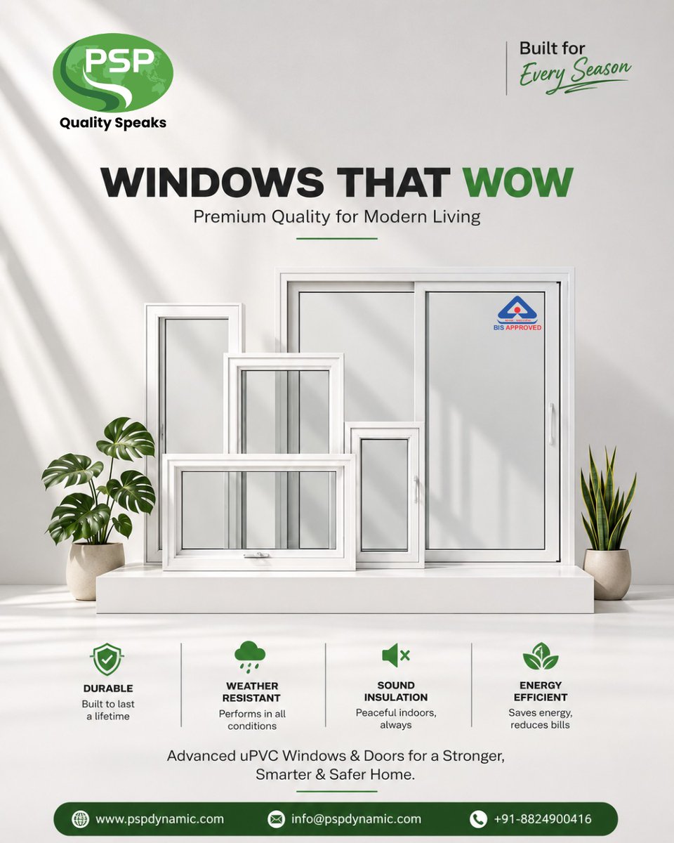 DynamicPsp's tweet photo. Upgrade your view with windows that truly wow
Contact No: 8824900416
#homedecor #interiordesign #modernliving #windowsanddoors #upvcwindows #architecture #energyefficient #soundproof #sustainableliving #homemakeover https://t.co/o2lGYtAJWe