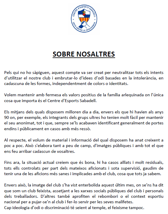 TutorLegal_CES's tweet photo. Arlequinats i no arlequinats.
A continuació publiquem un comunicat, des d'aquest compte de X, on expliquem quines són les nostres bases i quin és el nostre full de ruta davant aquells que tractin d'utilitzar el nostre club per difondre odi, independentment del signe. https://t.co/E6KjSvxsbH