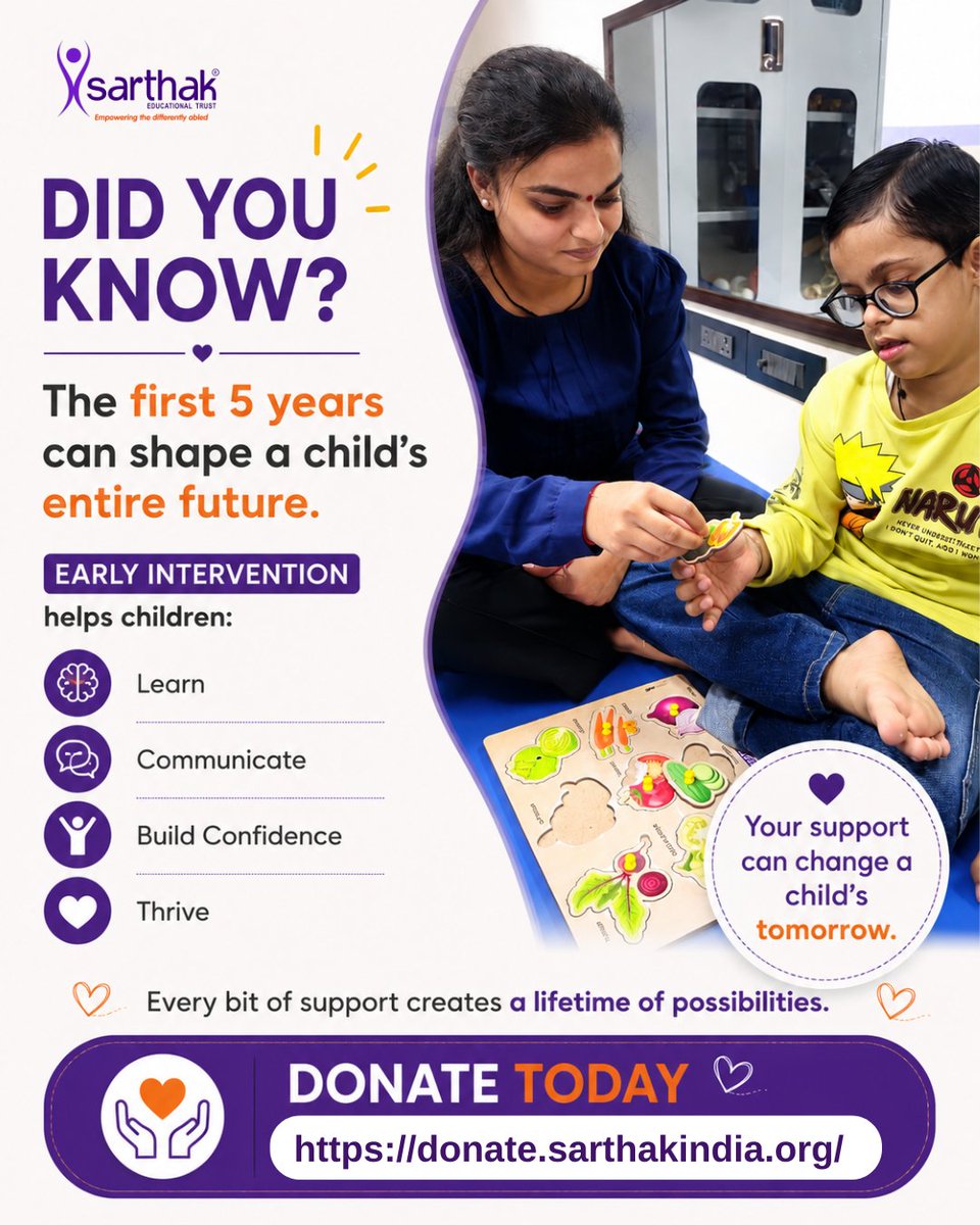 SarthakEducati2's tweet photo. Imagine explaining the world to a child who struggles to understand your words.
Now imagine the joy when they finally understand yours.
Help another family experience that moment.
👉 https://t.co/Xzj6UQOTNY
@imVkohli @CRYINDIA
#Hope #DownSyndrome #TransformLives #DonateNow https://t.co/KtaYPnPHNR