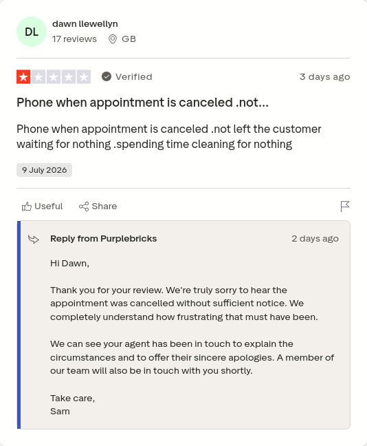 or_rhea's tweet photo. dawn llewellyn gave Purplebricks 1 star via @Trustpilot https://t.co/QH6I5taDwD #CONmisery #NoBull #ownit https://t.co/BmwbYEisE1