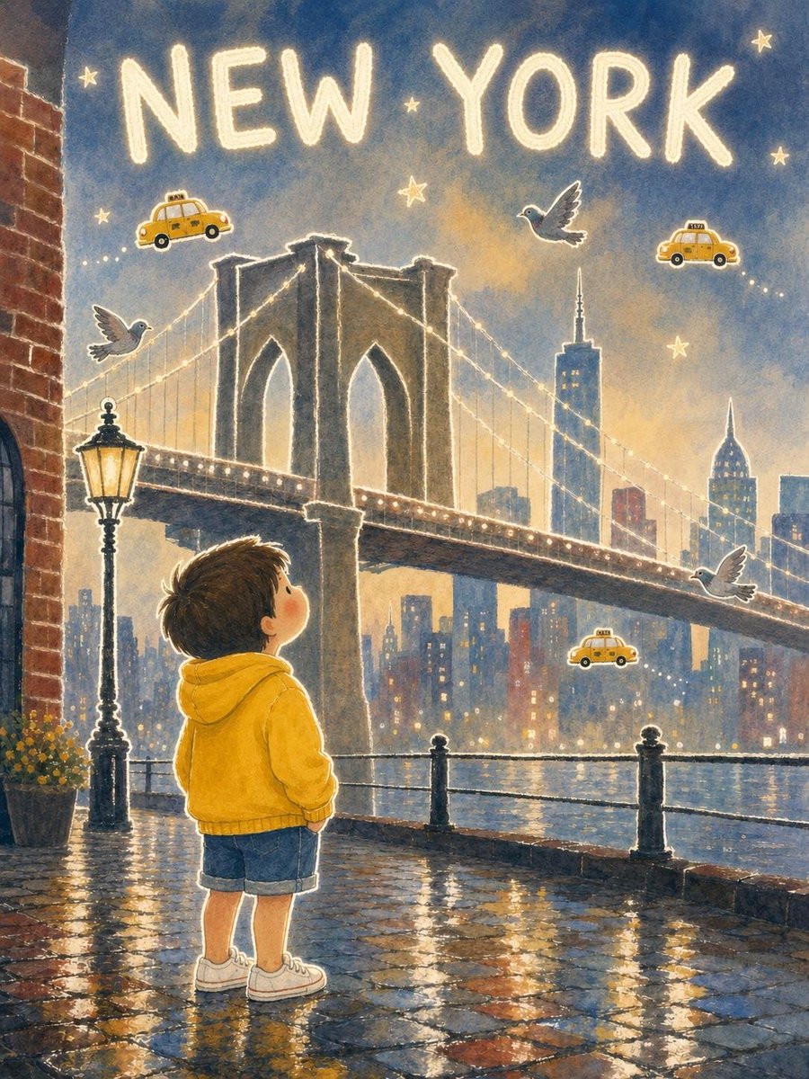 Minimalist Child's Drawing New York Poster