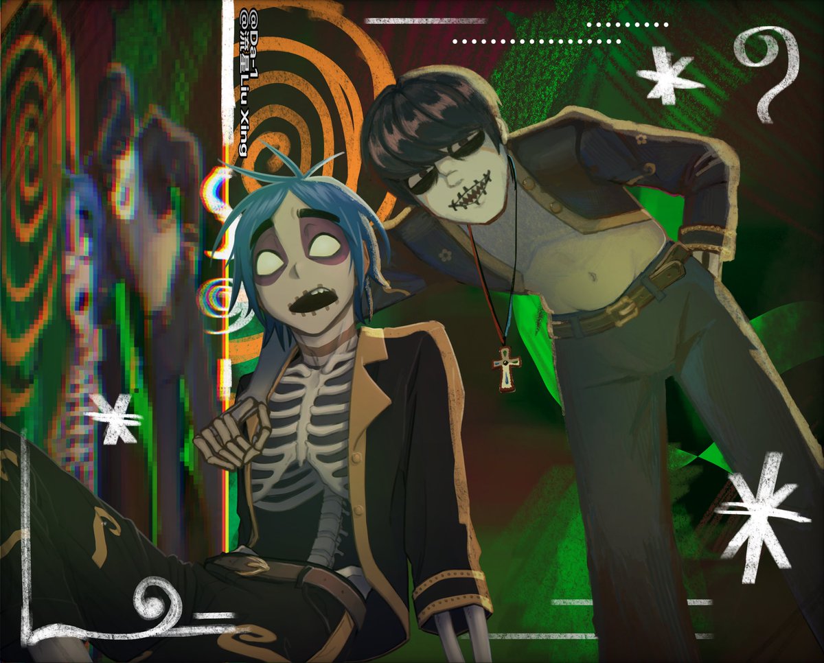 liu__xing's tweet photo. Art collab with my baby @da_1_owo 
#gorillaz https://t.co/PaOIQDe59v