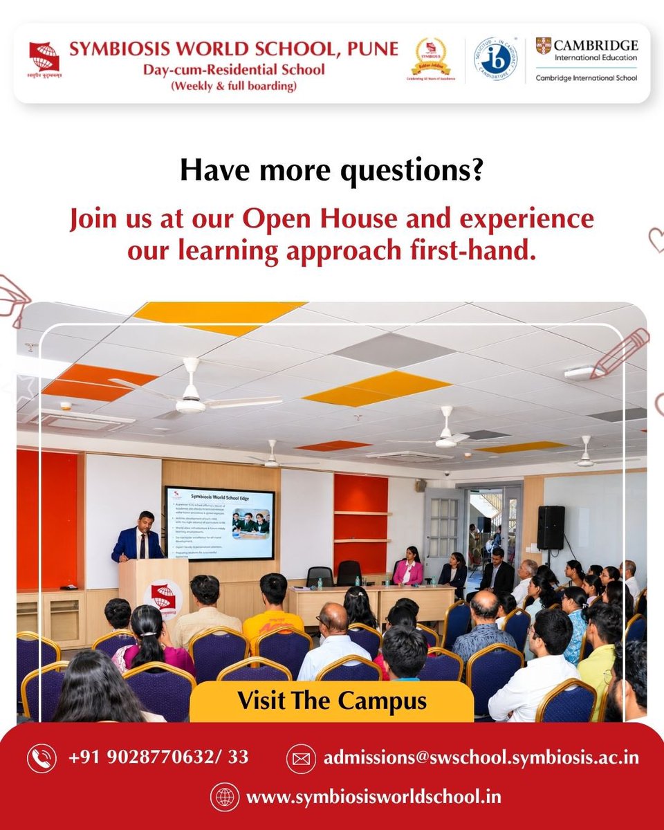 SWSPune's tweet photo. Still have questions? Join us at our #OpenHouse, held throughout the week, with curated activities on weekends. 

Admissions Open for Grades 3-12 

Book your campus visit today: https://t.co/HglUpv7pWy

#SymbiosisWorldSchoolPune #CambridgeSchool #PuneSchools #IBSchool https://t.co/48dfFXnNTJ