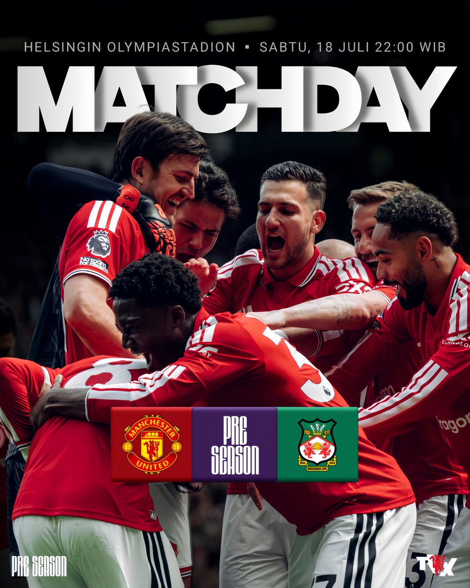 RedXtraID's tweet photo. — 𝑴𝑨𝑻𝑪𝑯𝑫𝑨𝒀
🏆 Pre-Season
🗓 Sabtu, 18 Juli 2026
🆚 Wrexham
🏟 Helsingin Olympiastadion
⏰ 22.00 WIB
📺 Live on MUTV
#GGMU #MUFC #unitedday #RedXtraID #MUNWRE
Pembuka Pramusim
Kangen bgt liat King MU main 💪🏻 https://t.co/6pLSAem82d