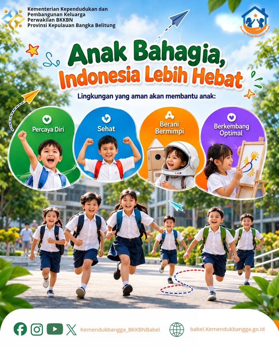 BabelBkkbn's tweet photo. Bersama, wujudkan #RuangAmanNyamanAnak untuk generasi Indonesia yang sehat, bahagia, dan berprestasi. https://t.co/ZHagzkXWIy