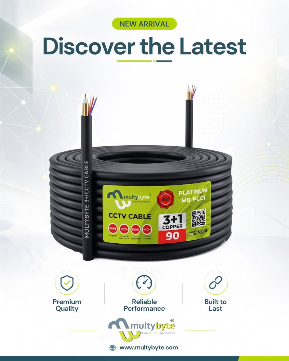 multybyte's tweet photo. Built for Outdoors. Ready for Gigabit Speed.
The Multybyte CAT6 Outdoor Cable delivers reliable, high-speed connectivity for CCTV, Wi-Fi & enterprise networking.
β‘ 10/1000 Mbps
π‘οΈ Weatherproof
π Pure Copper
π https://t.co/EJx2eqqXFH
#CAT6Cable #EthernetCable #Multybyte https://t.co/orG0YxmaEh