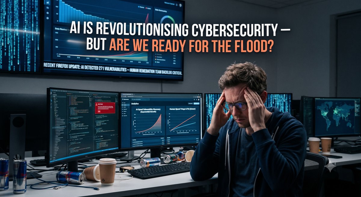 BitscoreIN's tweet photo. AI Is Revolutionising Cybersecurity — But Are We Ready for the Flood?

For decades, finding software vulnerabilities was a cat-and-mouse game built on human intuition and manual testing. AI is rewriting that playbook — and creating a new problem while it does.

Cybersecurity AI tools now triage crash reports, pinpoint root causes, and even recommend precise fixes. The results are real: during a recent Firefox update, Mozilla used advanced AI models to find and patch 271 vulnerabilities — far more than a human team could handle in the same window.

But that leap exposed a new bottleneck. Humans can't keep up.

AI surfaces bugs faster than developers can review and fix them. The volume of AI-generated reports got heavy enough that the Linux kernel maintainers issued fresh guidelines just to manage the backlog.

The point is simple. Our security workflows were built for human speed. If we want AI in our defences without burning out our teams, we have to redesign how we triage and remediate — at machine speed.

AI-speed discovery only pays off with AI-speed response. How is your organization building for it?
https://t.co/ve588d6IiG