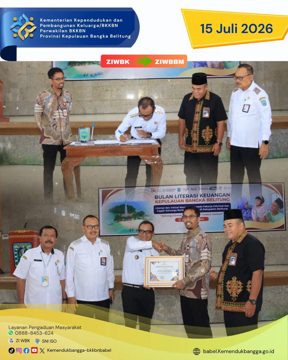 BabelBkkbn's tweet photo. Kolaborasi untuk keluarga yang lebih tangguh. 
Pemkab Belitung bersama Kemendukbangga/BKKBN Babel dan OJK Babel menggelar Edukasi Literasi Keuangan bagi Keluarga Berisiko Stunting serta penandatanganan MoU untuk memperkuat sinergi percepatan penurunan stunting. https://t.co/zxF9yHuKT4