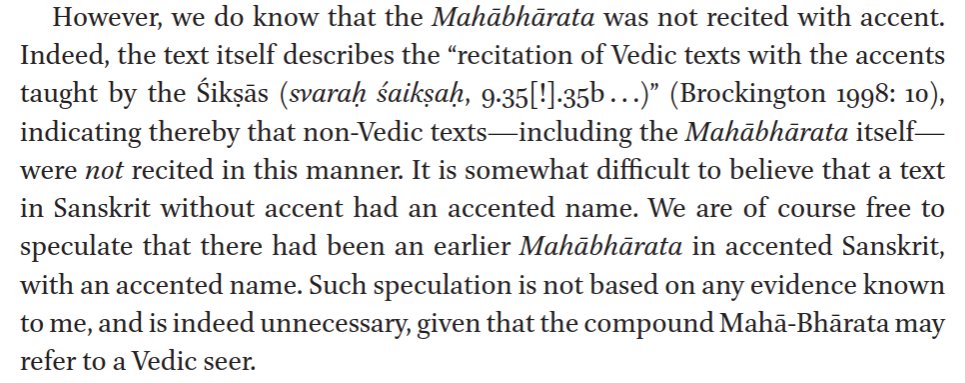AASIshravas's tweet photo. Regarding his speculation about accented Mahābhārata (immediately following the passage in your screenshot), it is worth noting that in §6.2 Pāṇini teaches some anomalous tatpuruṣa accents for words referring to servants and workers/artisans and such + https://t.co/naDYzYpAA1