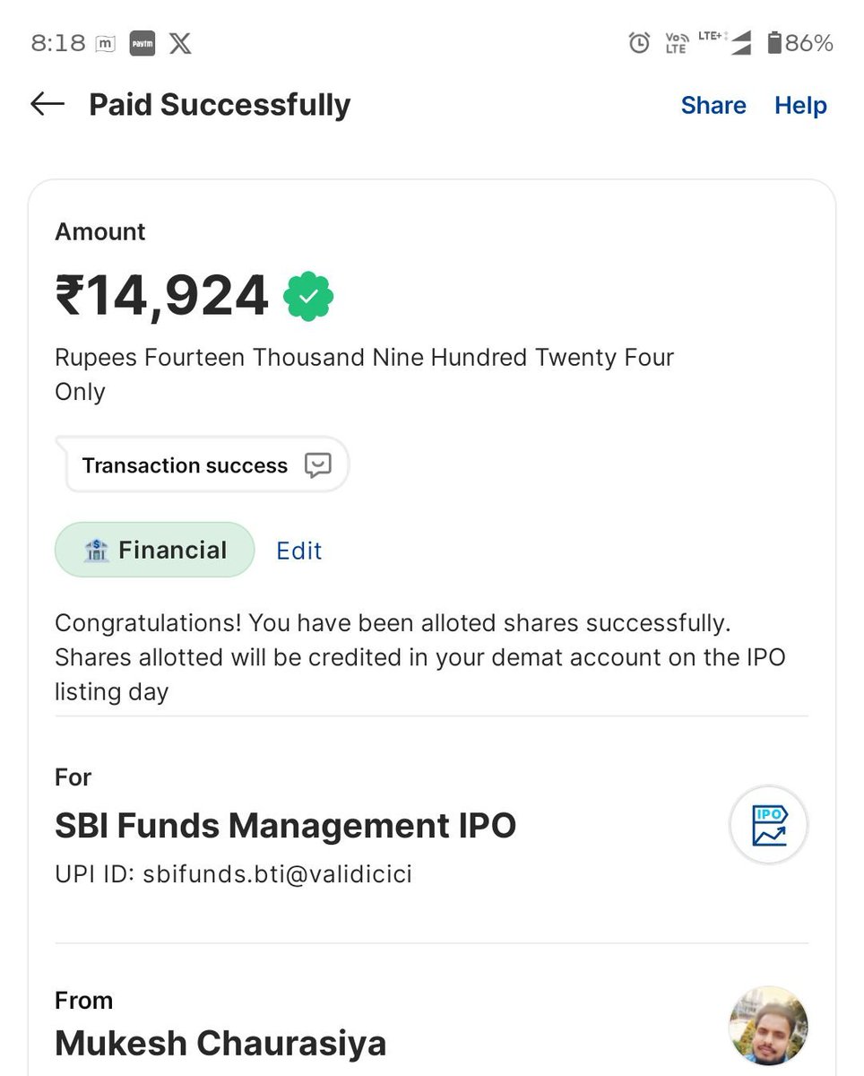 IPOPulseIndia's tweet photo. Finally got 1 lot allotment https://t.co/6l6fFp8cnt