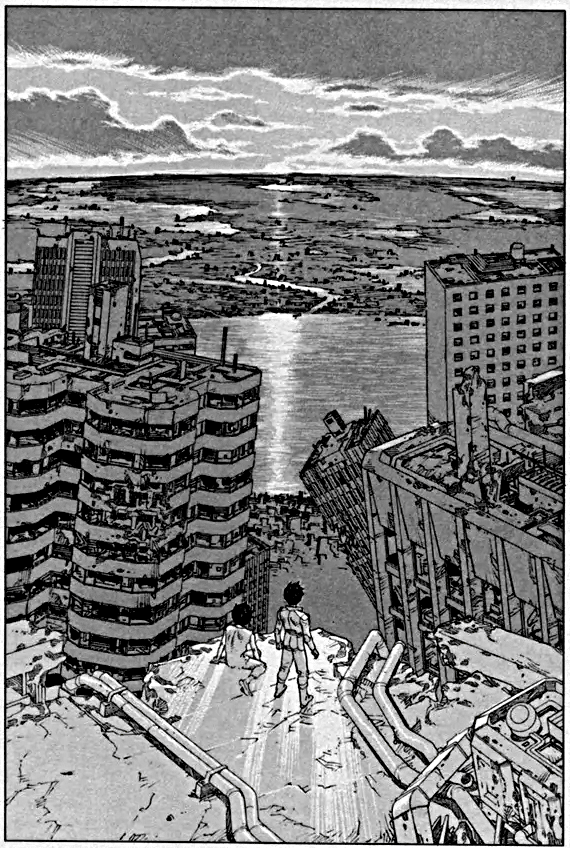 mantengorilla's tweet photo. 大友克洋さんの、『AKIRA』のラストシーンです。画像1枚目がヤンマガ版。2枚目が単行本版。3枚目が単行本版のボツ原稿です。 https://t.co/IAT2FpBOcl