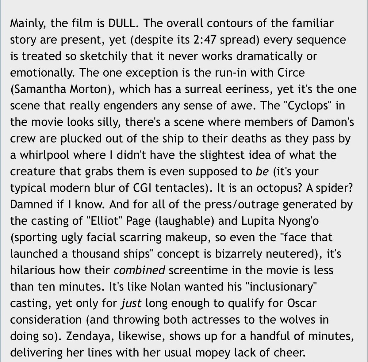 edgewalker81's tweet photo. “Elliot” Page. 

Monty’s real review of The Odyssey lays bare his contempt for transgender people. 

Also, his total lack of understanding about Helen’s role in this part of the story. A hateful idiot. https://t.co/8U0Em3LTFL