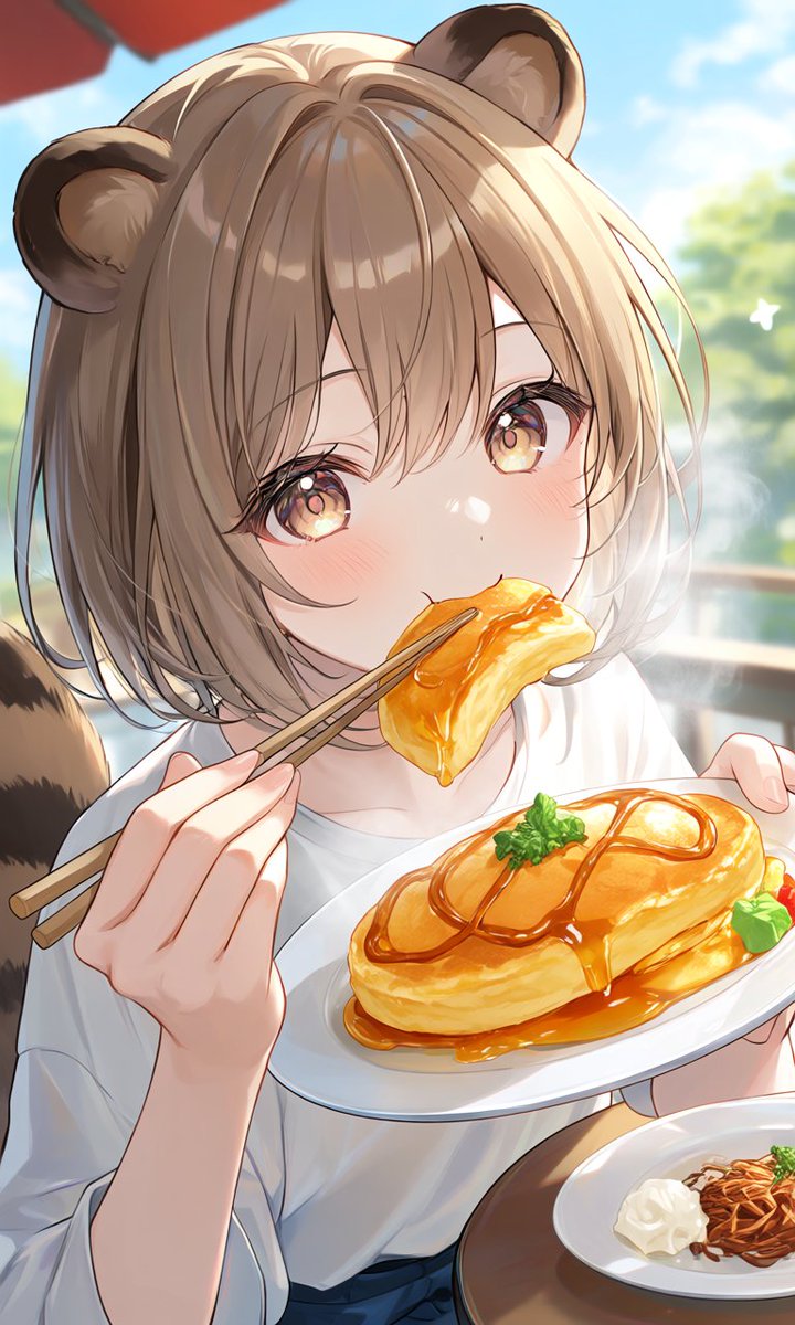 Tanu_Training's tweet photo. お好み焼きたぬき娘🍃
7月18日は「オコパー・タコパーの日」なので、お好み焼きを食べようかと思いましたけど、PixiAIのお好み焼きはパンケーキみたいですねー😳
#AIイラスト
#AIart
#PixiAI https://t.co/Y6EBi68W8J