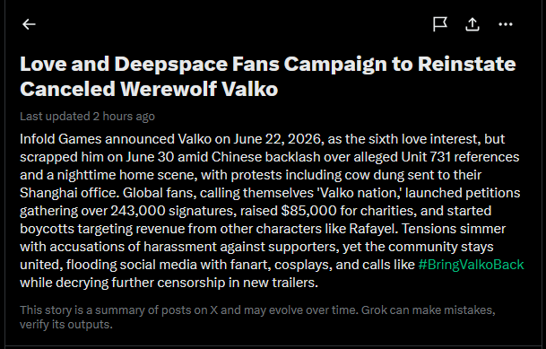 aranyaphoenix's tweet photo. WAKE UP CALL FOR THE WOLF PACK! 
See this? This is the most recently updated trending story. See the hashtag? THAT IS OUR OG HASHTAG. 
If we want to keep our momentum, we HAVE to remain CONSISTENT. We CANNOT keep up the revolving door act with the hashtags anymore! (Link below.)
#BRINGVALKOBACK #BRINGBACKVALKO #ValkoIsLoved