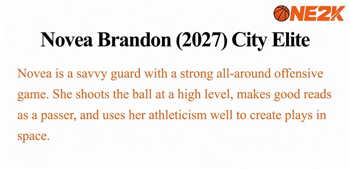 NoveaBrandon3's tweet photo. Huge thanks to the @NE2KHoops scouts for the awesome write-up 🙏🏻 It really means a lot! So grateful to play on the City Elite NE2K Puma 17u team with my teammates — everyone pushes me every day. Thank you to my coaches, parents, and all who’ve supported me. Blessed with college offers and staying humble. 🏀❤️ #NE2K
@Cam_I_am5 
@cityelitebb