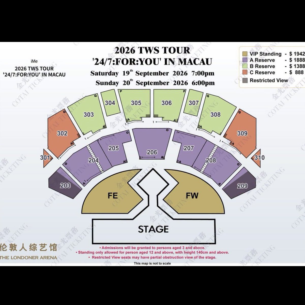 Kanpjnv's tweet photo. 2026 TWS TOUR '24/7:FOR:YOU' IN MACAU
マカオコンサート

日時
2026.09.19 7PM 
2026.09.20 6PM 

場所
倫敦人綜藝館 THE LONDONER ARENA

購入はDMまで
#チケット代行
#TWS #투어스
@bonbonticket https://t.co/VP5MsQ3Hhj