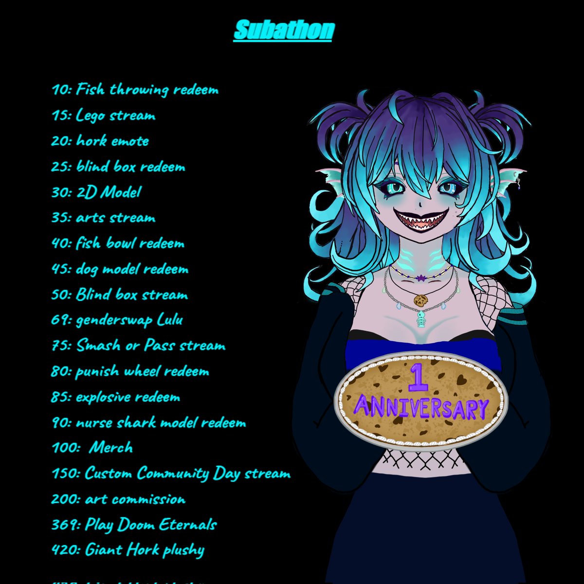 Lulucookie808's tweet photo. I can't believe it's been a year, so why not go big! I'm going to do two 12 hour with my friends.and I'm doing a subathon I can't wait to see you guys there. https://t.co/fFydeS9Vxg