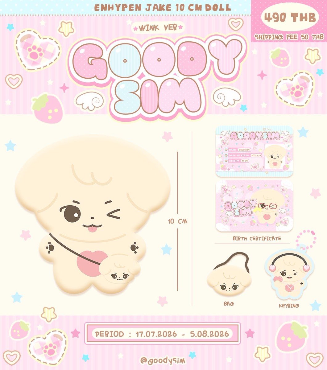 SharkBear379's tweet photo. 🇨🇳G.O｜ENHYPEN 沈载伦 GOODYSIM (wink ver.) 10cm玩偶 泰国

🎀  @goodysim
⏳ ~8.5 19:00（GMT+8）
🔸补款均摊➡岛内/国际/工厂邮

🛒  https://t.co/M41ToCEFDa https://t.co/KcAitOBUZI