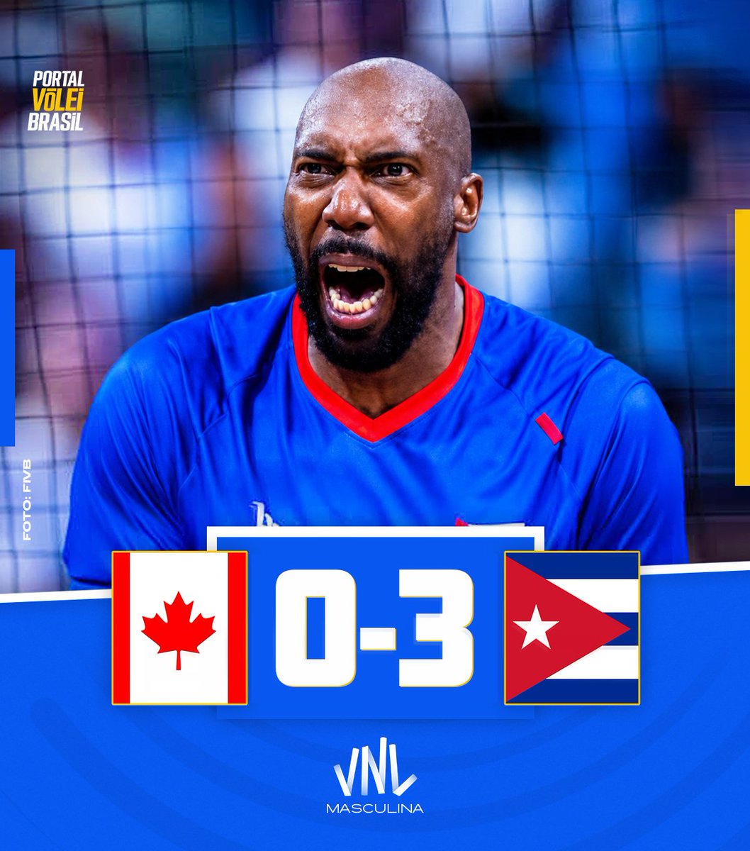 portal_volei's tweet photo. ✅ FIM DE JOGO!

🏐 🇨🇦 CANADÁ 0x3 CUBA 🇨🇺 
➡️ (22x25, 21x25, 27x29)
🏆 VNL Masculina | Semana 03 https://t.co/0MLqDIS2z0