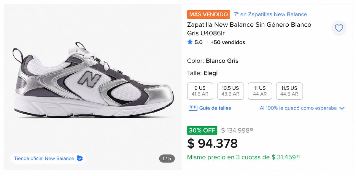 OfertasQueValen's tweet photo. 🚨 Zapatillas New Balance U4086lr

👉 https://t.co/dXFH02eUaL

Diseño liso y minimalista que combina con todo — de entrenar a salir 🔥
30% off y 3 cuotas sin interés

Antes: $134.998 
Ahora: $94.378

👉 https://t.co/dXFH02eUaL https://t.co/ryYLurszYu