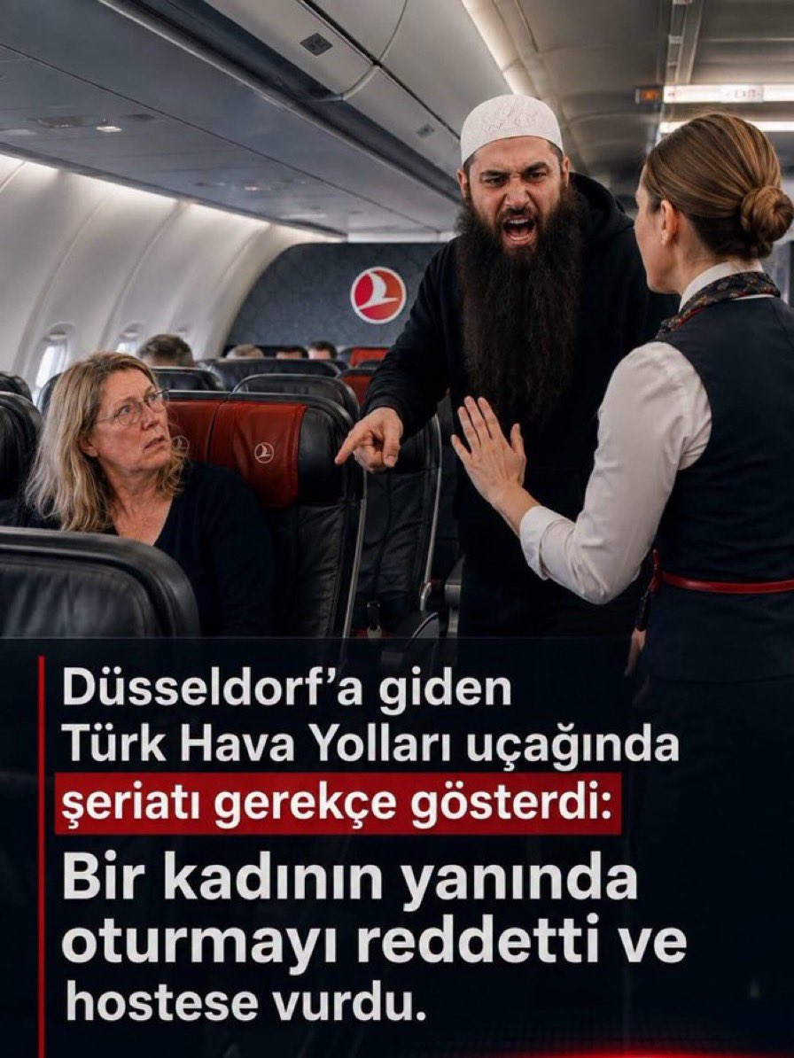 ebugargamelyeni's tweet photo. Şeriat deyip kadının yanına oturmuyor ama gavur dediğinin yaptığı uçakla seyahat ediyor. 
Deveye binsene lan o zaman https://t.co/54Dbw55ZP8