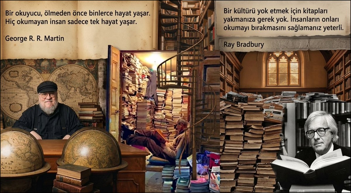 pusula1sozler's tweet photo. Bir okuyucu, ölmeden önce binlerce hayat yaşar.Hiç okumayan insan sadece tek hayat yaşar.
—George R. R.Martin 

Bir kültürü yok etmek için kitapları yakmanıza gerek yok. İnsanların onları okumayı bırakmasını sağlamanız yeterli.
—Ray Bradbury

#okumak 
#kitapkurdu 
#okumakeyfi https://t.co/DcRJWydvWv