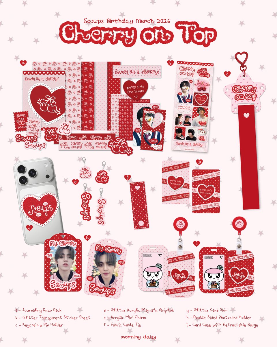 _cherriya's tweet photo. 𝑺𝑪𝑶𝑼𝑷𝑺 𝑩𝑰𝑹𝑻𝑯𝑫𝑨𝒀 𝑴𝑬𝑹𝑪𝑯

Cherry on Top🍒
by @morningdaisy_id

pre-order:
🗓️ 18-31 July 2026
🛒 https://t.co/aWqHxa1o8a
pricelist and more details on the form♡

international GOs are welcome!
DM for more info💌

#세븐틴 #에스쿱스 #SCOUPS https://t.co/3rLVZ0GWxf