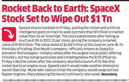 HeyShivYTXpert's tweet photo. SpaceX aborted rocket launch - Share price tumbles and wipe out ONE TRILLION USD.
#SpaceX #SpaceXAI #SpaceXI #Xai #Grok #ElonMusk #Musk #NASDAQ https://t.co/UIVKSz54Ej