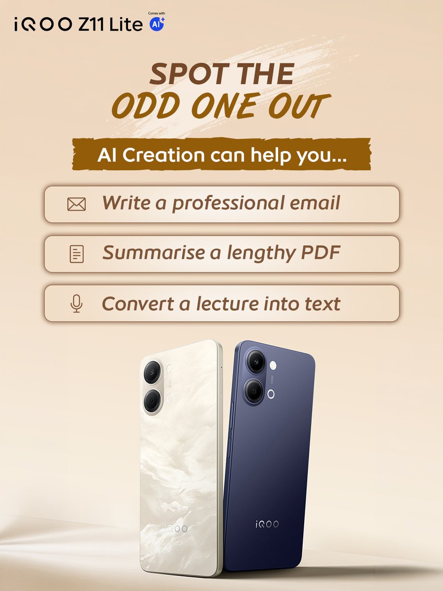 nipunmarya's tweet photo. Three tasks. One imposter.
Can you spot the odd one out before your friends do? #iQOOZ11Lite #NonStopNoLimits https://t.co/wkhzQn7RJ2