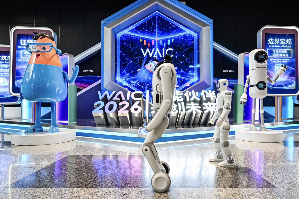 Primebotglobal's tweet photo. “WAIC Ambassador? That's us. Q1 and T1, reporting for duty. 🤖🤖”

We're here, we're styled, and we're ready to show you around. Come find us—we don't bite, we just pose. 📸

#WAIC2026
#Q1robot
#T1robot
#PrimeBOT 
#HumanoidRobot
#Personalrobot
#Yourmateyoumade
#Robot
#Robotics https://t.co/IdrUfzKfWs