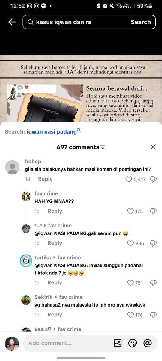 ayasukanit's tweet photo. @chikalofbatagor @rearestarea inii kakk aku liat dari komen orang, katanya dia komen pake 2 akun, nah itu akun dia juga aktif mantengin postingan tiktok yang speak up untuk RA https://t.co/Gm3UaR3BNU