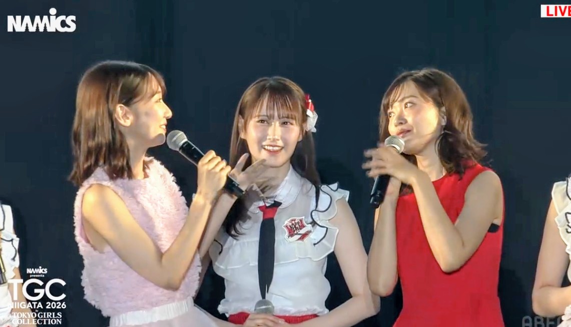teamNGT48's tweet photo. #TGC新潟
「NGT48西潟茉莉奈」の生みの親でもあるこの2人とのスリーショットがまた見れて胸熱😭 https://t.co/HGWt2xsef5