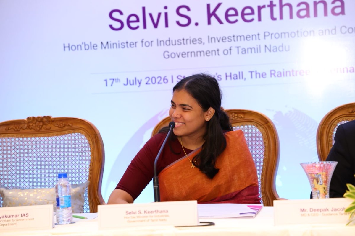 Keerthana4VNR's tweet photo. Constructive discussions last evening with Consuls General over dinner. We spoke about where Tamil Nadu is headed next, not just where we already lead. 

Semiconductors, green hydrogen, medical devices, GCCs, the sectors that will decide the next decade, not just this one.
We exchanged perspectives on strengthening partnerships between Tamil Nadu and their respective countries across advanced manufacturing, semiconductors, electronics, clean energy, aerospace & defence, medical devices, and Global Capability Centres.

As we shape Tamil Nadu's Industrial Policy 2027, such dialogues are invaluable. Tamil Nadu remains committed to being a reliable partner for global investors as we advance towards our vision of becoming a $1.5 trillion economy by 2036.

நேற்று மாலை பல்வேறு நாடுகளின் துணைத் தூதர்களுடன் (Consuls General) இரவு விருந்தின்போது பயனுள்ள மற்றும் ஆக்கப்பூர்வமான கலந்துரையாடல் நடைபெற்றது.

தமிழ்நாடு இன்று முன்னிலை வகிக்கும் துறைகள் மட்டுமல்லாமல், அடுத்த கட்ட வளர்ச்சியை வழிநடத்தும் துறைகள் குறித்தும் விரிவாக கருத்துகளைப் பகிர்ந்து கொண்டோம். குறிப்பாக, குறைக்கடத்திகள் , பசுமை ஹைட்ரஜன் , மருத்துவ உபகரணங்கள் , உலகளாவிய திறன் மையங்கள் உள்ளிட்ட அடுத்த பத்தாண்டுகளின் வளர்ச்சியை நிர்ணயிக்கும் முக்கிய துறைகள் குறித்து விவாதித்தோம்.

மேம்பட்ட உற்பத்தி, குறைக்கடத்திகள், மின்னணுவியல், தூய்மையான எரிசக்தி, விண்வெளி & பாதுகாப்புத் தொழில்நுட்பம், மருத்துவ உபகரணங்கள் மற்றும் உலகளாவிய திறன் மையங்கள் உள்ளிட்ட துறைகளில் தமிழ்நாட்டிற்கும் அவரவர் நாடுகளுக்கும் இடையேயான கூட்டாண்மையை மேலும் வலுப்படுத்துவது குறித்தும் கருத்துகளைப் பரிமாறிக் கொண்டோம்.

தமிழ்நாட்டின் தொழில் கொள்கை 2027-ஐ வடிவமைத்து வரும் இந்த தருணத்தில், இத்தகைய ஆக்கப்பூர்வமான கலந்துரையாடல்கள் மிகுந்த முக்கியத்துவம் வாய்ந்தவை. 2036 ஆம் ஆண்டுக்குள் 1.5 டிரில்லியன் அமெரிக்க டாலர் பொருளாதாரத்தை நோக்கமாகக் கொண்டு முன்னேறும் தமிழ்நாடு, உலக முதலீட்டாளர்களுக்கு நம்பகமான மற்றும் விருப்பமான முதலீட்டு இலக்காக தொடர்ந்து திகழும்.