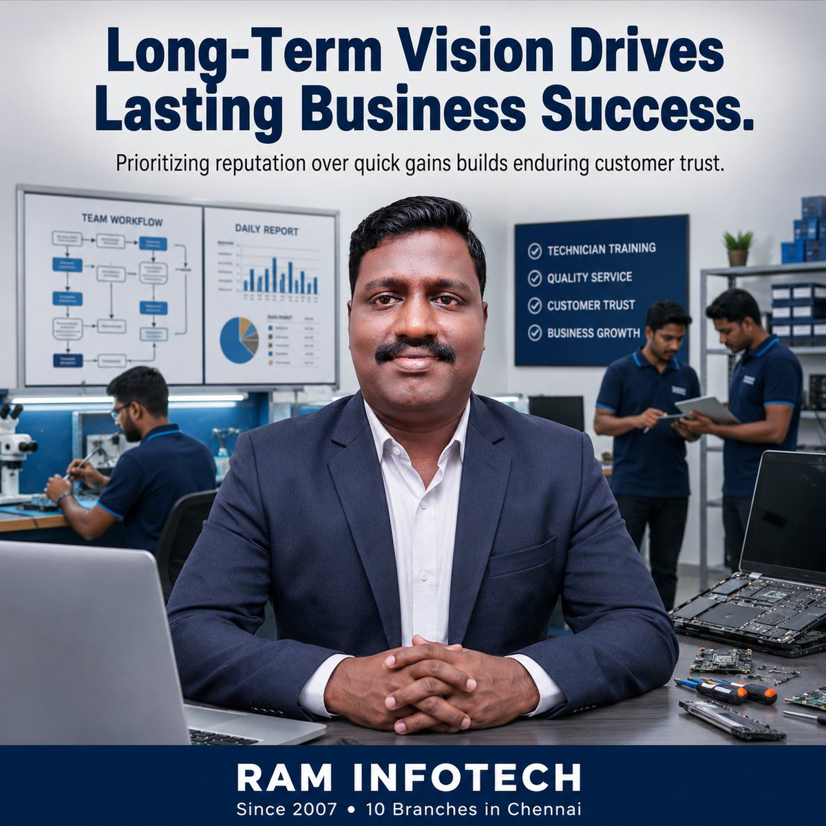 raminfotechmd's tweet photo. Quick profits may improve today’s numbers, but customer trust determines tomorrow’s growth. At RAM INFOTECH, I’ve learned that honest service, disciplined teams, and consistent quality build a reputation no shortcut can replace.
#Leadership #LongTermSuccess #ServiceQuality https://t.co/8kLYjOMRtp