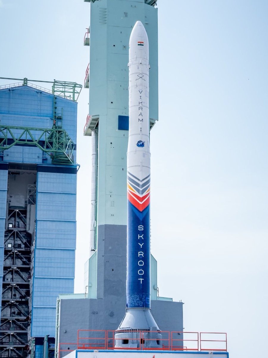 buildertwt's tweet photo. India is officially moving past the govt-only space era.

Skyroot Aerospace is launching Vikram-1, India's first completely privately built orbital rocket.

They built a seven-storey vehicle using carbon composites and 3D-printed engines.
mission is appropriately named 'Aagaman' https://t.co/GNwpmpCGzM