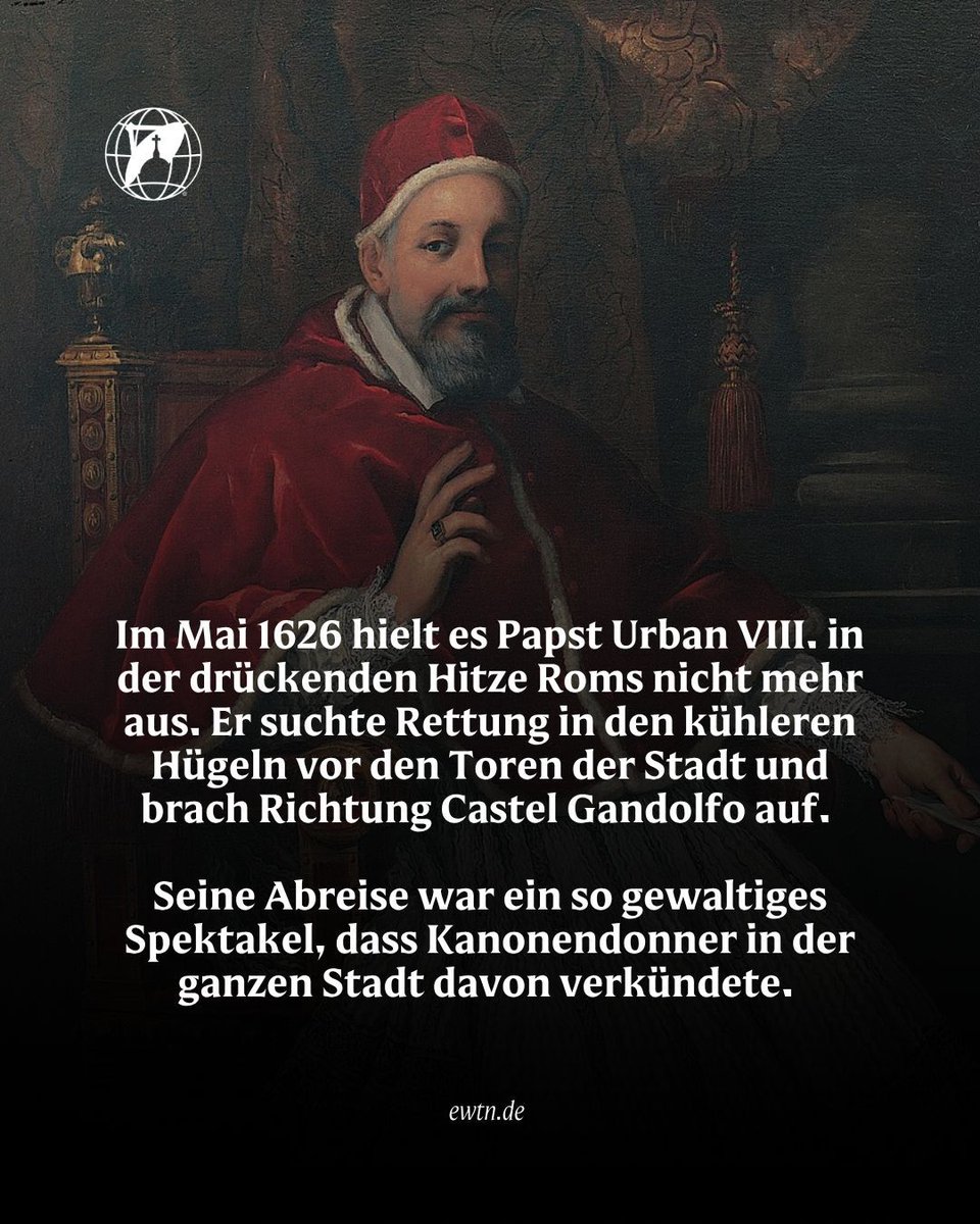 ewtnDE's tweet photo. Kanonenschläge verkündeten im Mai 1626 eine Flucht, die heute Papst Leo XIV. seinen Sommerurlaub ermöglicht. Damit begann eine 400-jährige Tradition, die wir in unserer aktuellen Vaticano-Episode zum Jubiläum ausführlich beleuchten.
https://t.co/iGMrIQkfyU
#Vatikan #Papst https://t.co/AFBJNinTzv