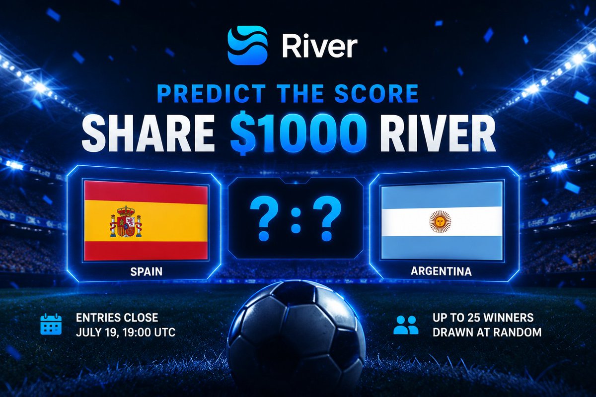 Legionofweb3_'s tweet photo. Prediction campaigns are an interesting way to increase participation without changing a protocol's tokenomics.

Instead of rewarding activity that only happens on-chain, they create reasons for the community to stay engaged around shared events. The 2026 World Cup Challenge from @River4Fun follows that approach.

The rules are straightforward. Predict the exact 90-minute score between Spain and Argentina before the deadline. No extra time. No penalties. One entry per account. Eligible participants will share a $1,000 prize pool in $RIVER if selected.

What also stands out is the focus on fairness, edited comments do not count, duplicate accounts are excluded, and participants must already be @River4Fun users.

Simple rules, clear deadlines, and transparent winner selection. 

Go to the quoted post, Predict the final world cup  score and win. 

I'm still bullish on $ANSEM @blknoiz06  🐂