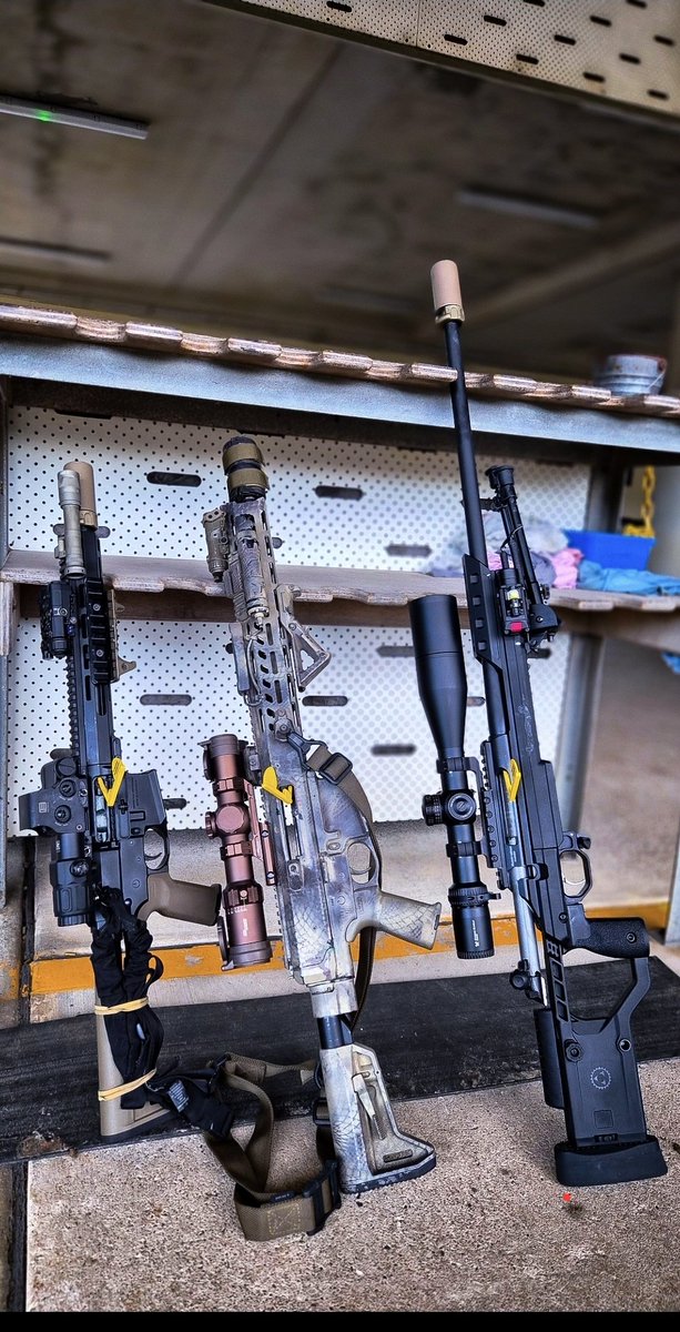 ghostt13__'s tweet photo. Load out testing. checking zero function and holds. Mpr #micro #13inch #300blkout #wfa2-308 16inch #coldhammerforged #heavybarrel #Lithgow #la105 6.5 #creedmoor @KRG_W3 #xray #chassis running 5-25X56 @VortexOptics #strikeeagle @sigsauerinc #tango 1-10X28mm @sigsauerinc #romeo msr #redot secondary @ngal @EOTECHInc #hybrid @SureFireLLC #socoms & #warden cans sending all that gas and concussion towards targets in a #cqb setting.