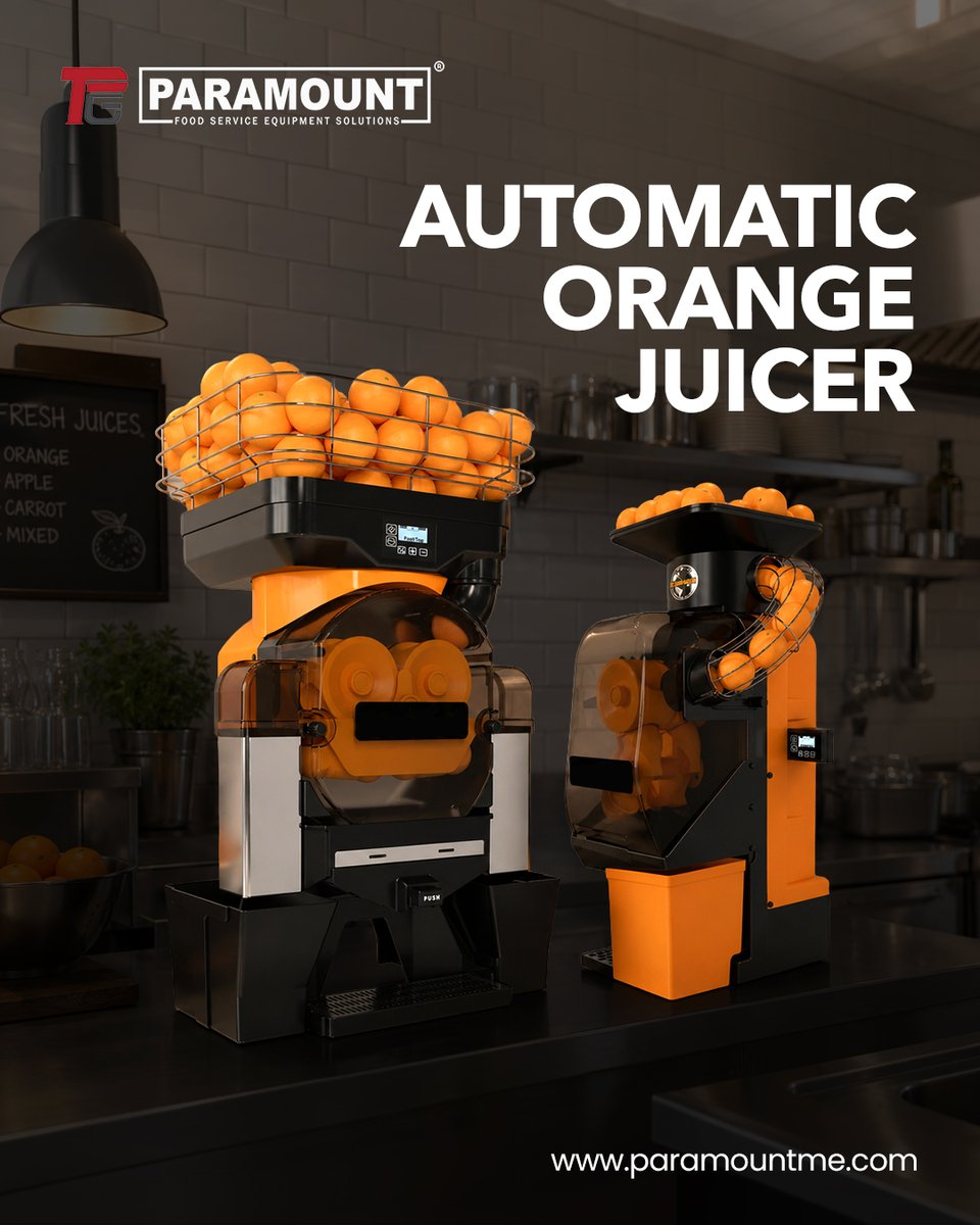 ParamountFSE's tweet photo. Bring efficiency and freshness together with the Automatic Orange Juicer.

#ParamountFSE #bakeryequipmentsupplier #SuperMarketEquipments #kitchenequipment #paramounthospitality

[ParamountFSE,KitchenEquipment,BakeryEquipment,LaundryEquipment,SupermarketSolutions] https://t.co/X02956V29M