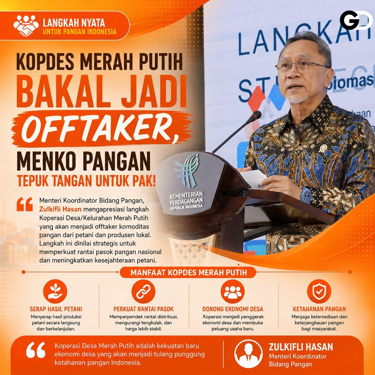 ucupnich01's tweet photo. Zulkifli Hasan terus mendorong Koperasi Desa Merah Putih agar mampu menyerap hasil petani secara berkelanjutan.

#MenkoPangan
#PartaiAmanatNasional
#ZulkifliHasan
#Zulhas
#GD_Zulhas https://t.co/eTm4Fi8RTo