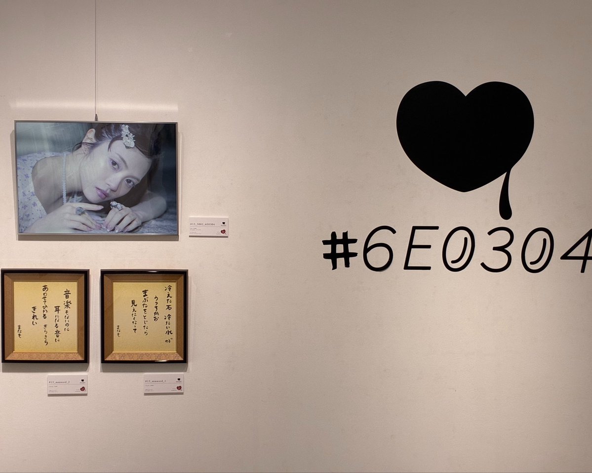 YusukTake's tweet photo. 作家 #宮田愛萌 さんのクリエイティブプロジェクト #6E0304 の写真展へ！相変わらず素敵な作品群に加え、今回は短歌の展示も！碁石と戯れる愛萌さんが可愛くて2L写真を数枚お迎えしたところ、なんと野生の愛萌さんが会場に現れてその場でサインしていただきました！ https://t.co/rOfonvpcS0