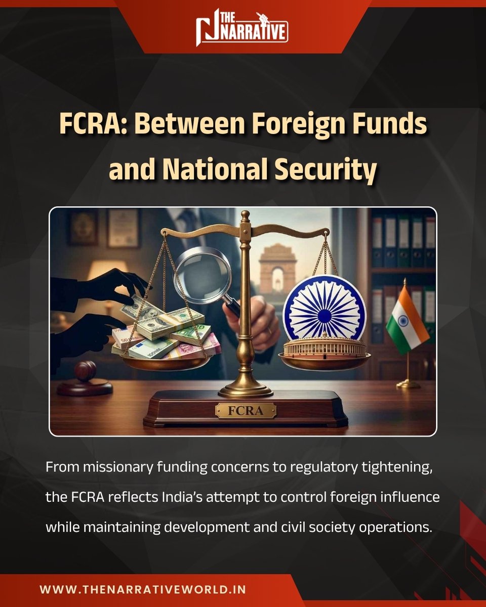 tnworldofficial's tweet photo. FCRA: Between Foreign Funds and National Security
From missionary funding concerns to regulatory tightening, the FCRA reflects India’s attempt to control foreign influence while maintaining development and civil society operations.
link in bio -
#fcra #foreignfunds #nationalsecurity #india #civilsociety #regulations