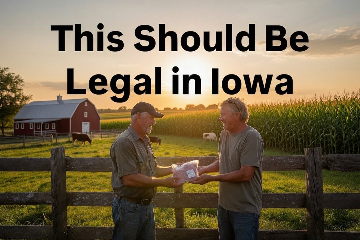 thomasarchitect's tweet photo. To Zach Lahn, Food Freedom means this:
A farmer should be able to raise animals on his own land, butcher them, and sell the meat directly to his neighbors — without the government treating him like a criminal.

👉It means local food staying local.
👉It means more family farms, fresher food, and stronger communities.
👉It means Iowa kids eating food grown in Iowa instead of shipped in from somewhere else.

This isn’t radical. It’s common sense.
This is Iowa First.
#LahnForGovernor #IowaFirst #LFG