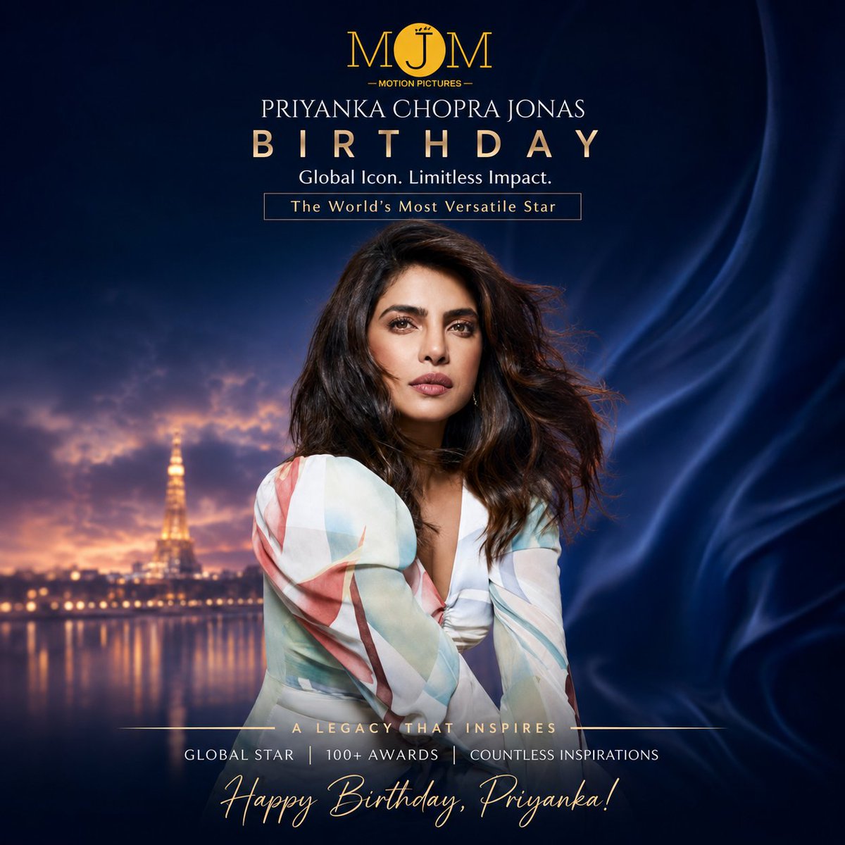 MJM_Pictures's tweet photo. MJM Motion Pictures wishes the global icon and exceptional actress @priyankachopra a very Happy Birthday! 🎉✨

Your incredible journey from Bollywood to Hollywood is a true inspiration, reflecting talent, determination, and excellence on every stage. With your powerful performances, global achievements, and philanthropic efforts, you continue to make India proud across the world.

May this special year bring you happiness, good health, continued success, and many more remarkable milestones. Wishing you a birthday filled with love, laughter, and endless celebrations.

Happy Birthday, Priyanka Chopra!

#HappyBirthdayPriyankaChopra #PriyankaChopra #GlobalIcon #Bollywood #MJMMotionPictures