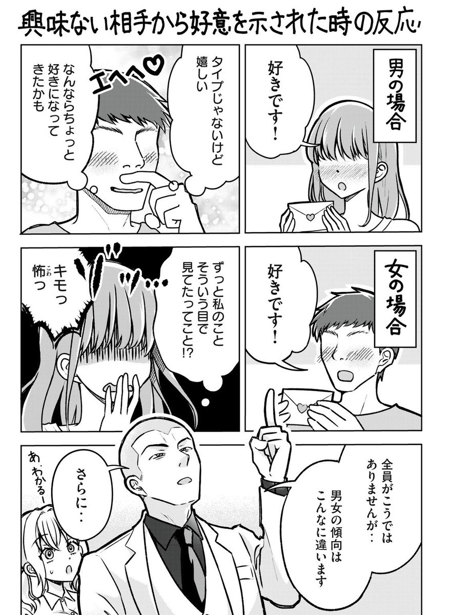 Takuya_Ihara114's tweet photo. 興味ない相手に「好き」と言われた時の男女の反応 https://t.co/ryISsgEjZs
