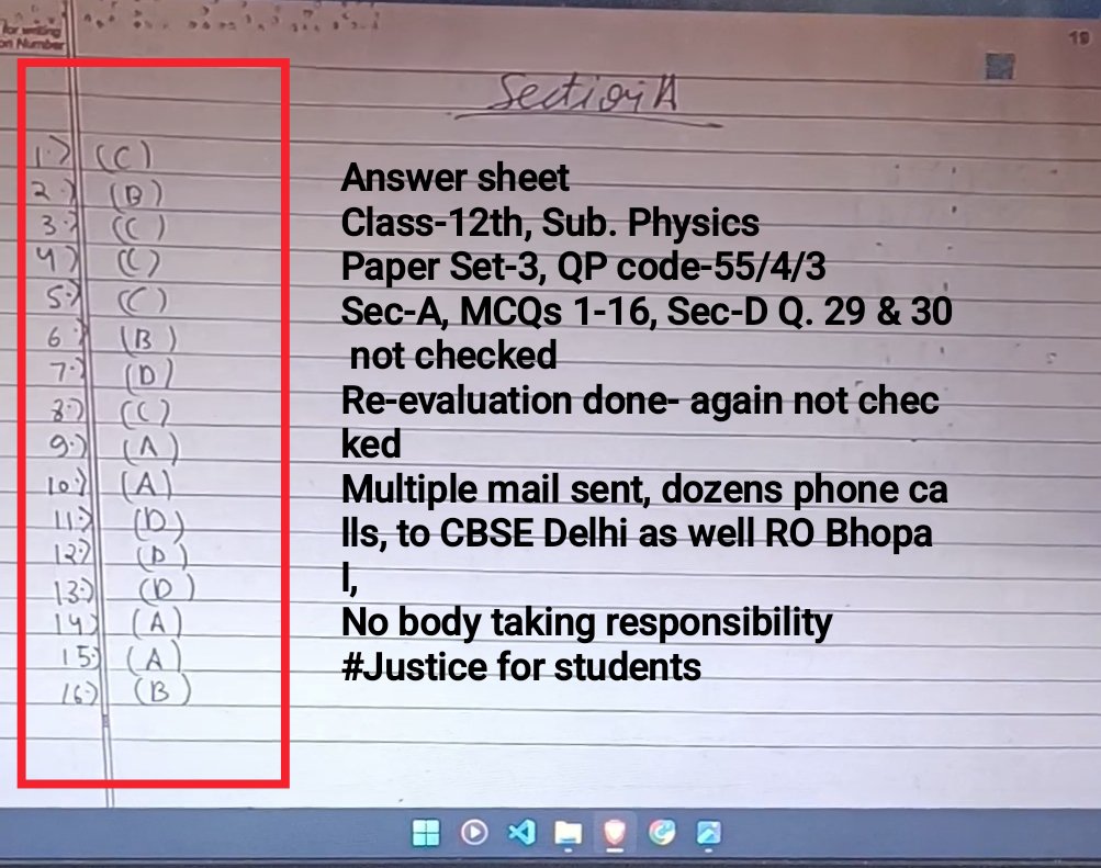 Parvikum's tweet photo. @BBCHindi @BBCHindi media attention is requested, Justice for my son, class 12th, proof sharing, 18 question unchecked, marks not awarded for correct answers, CBSE non responsive on mails, dozens of calls, I want my son's Right
@AmitShah 
@narendramodi 
@dpradhanbjp 
@cbseindia29 https://t.co/2ncBEhA8Ip