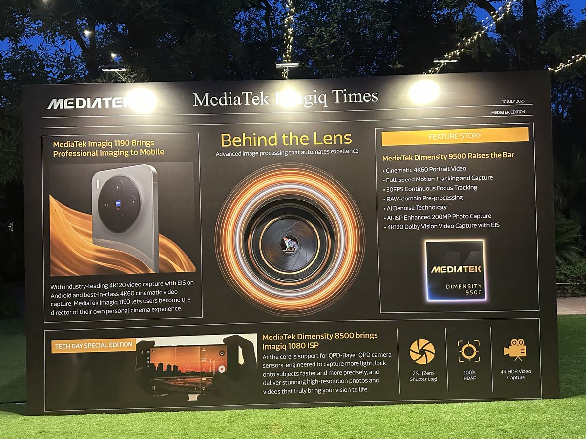 JatinderBh's tweet photo. Mediatek Dimensity 8500 and 9500 chipsets are packed with powerful imaging features and these are used in flagship phones of Oppo, Vivo, Motorola, Xiaomi and other brands #poweredbyMediaTek #ShotonMediaTek https://t.co/m4Vj29KDYv