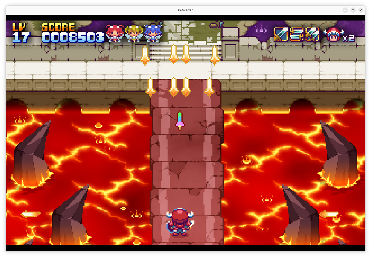 t_bucchi's tweet photo. ようやくちょっと時間ができたので #XeGraderPlus で遊ぶ。
ある程度MSX2版の知識が使えるからBoots以外は揃ってなんとかここまで来たけど、LV17がMSX版にないステージでむずい。何度もコンテニューしてしまった https://t.co/xiVCW8yTXd