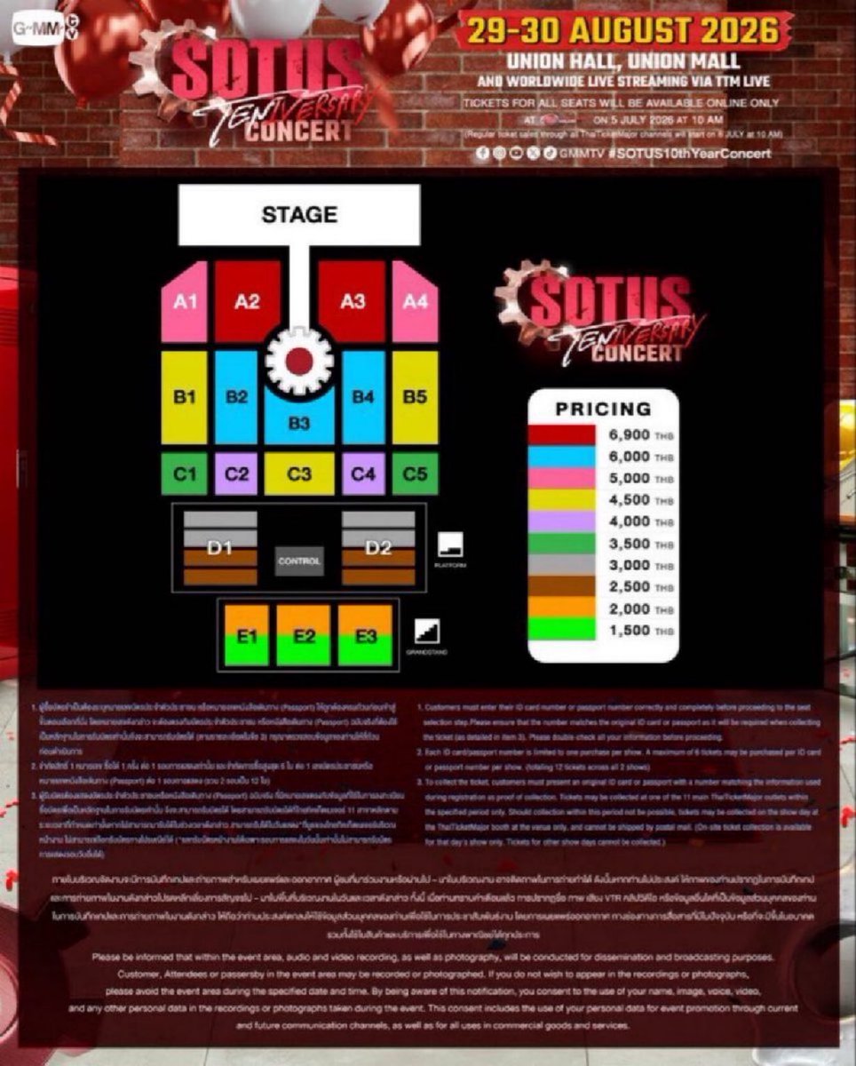 Lihuegrgf's tweet photo. WTS - SOTUS TENIVERSARY CONCERT ⚙️
🗓️29-30 AUGUST 2026

🎫3x A2 tickets 
🎫3x B3 tickets 
Front rows

Seated together
Foreigners can buy also

DM📨
#SOTUS10thYearConcert
#GMMTV https://t.co/sl56p07nzJ